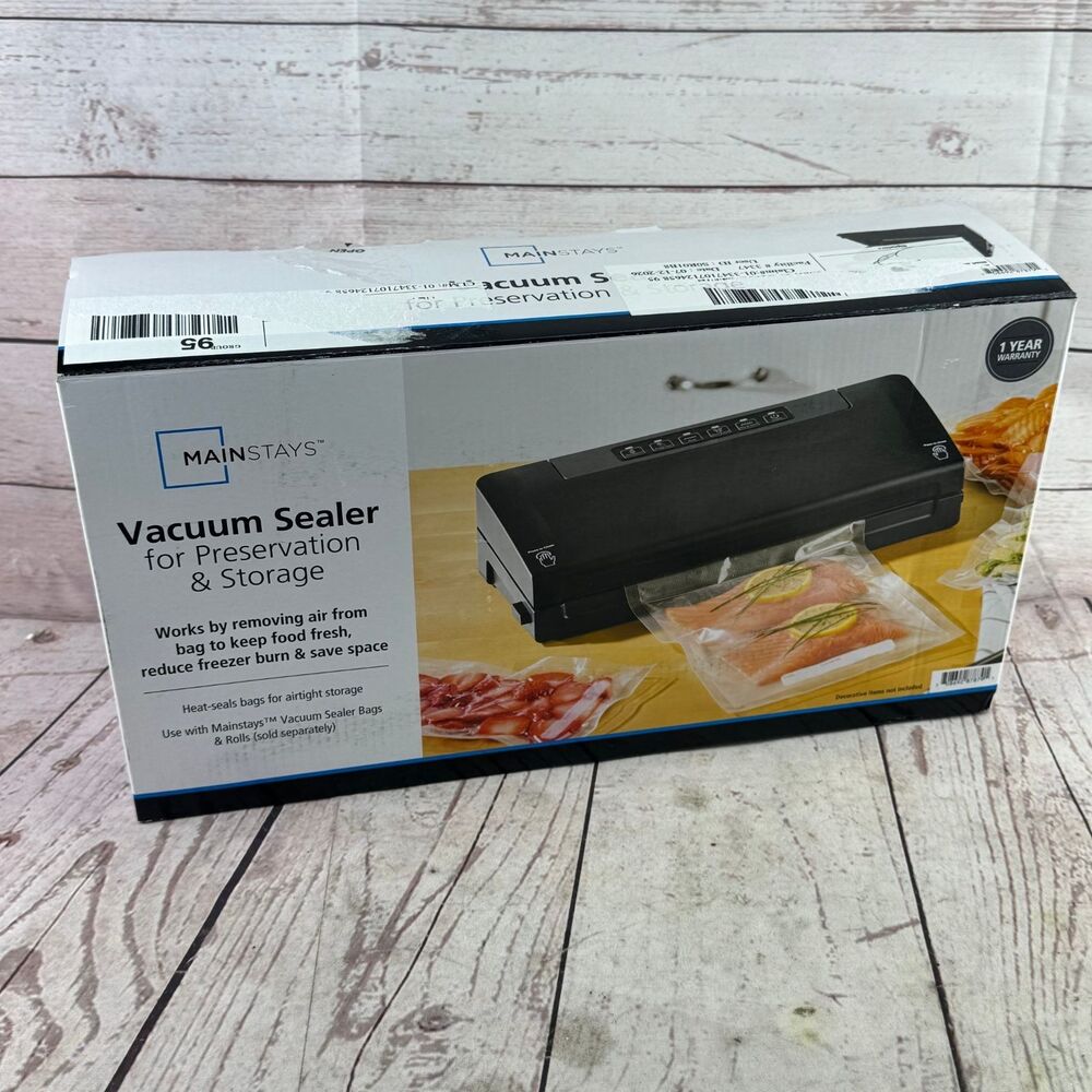 Mainstays MS940270727401 Vacuum Sealer Black Pulse Vac Moist Dry Seal